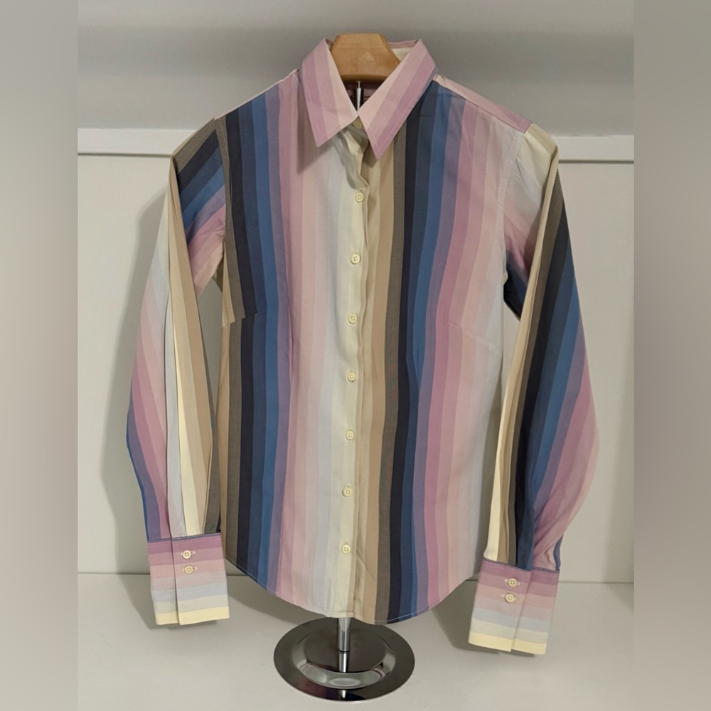 Thomas Pink Pastel Striped Superfine Two Fold‎ Women’s Shirt Size:6